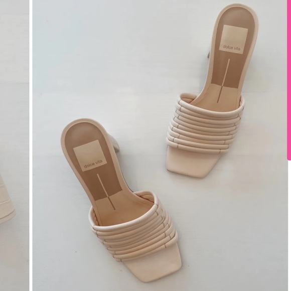 Dolce Vita Priana Mules Heels Square Toe Chunky Block 90's Cream Ivory Womens 10 - Picture 9 of 13